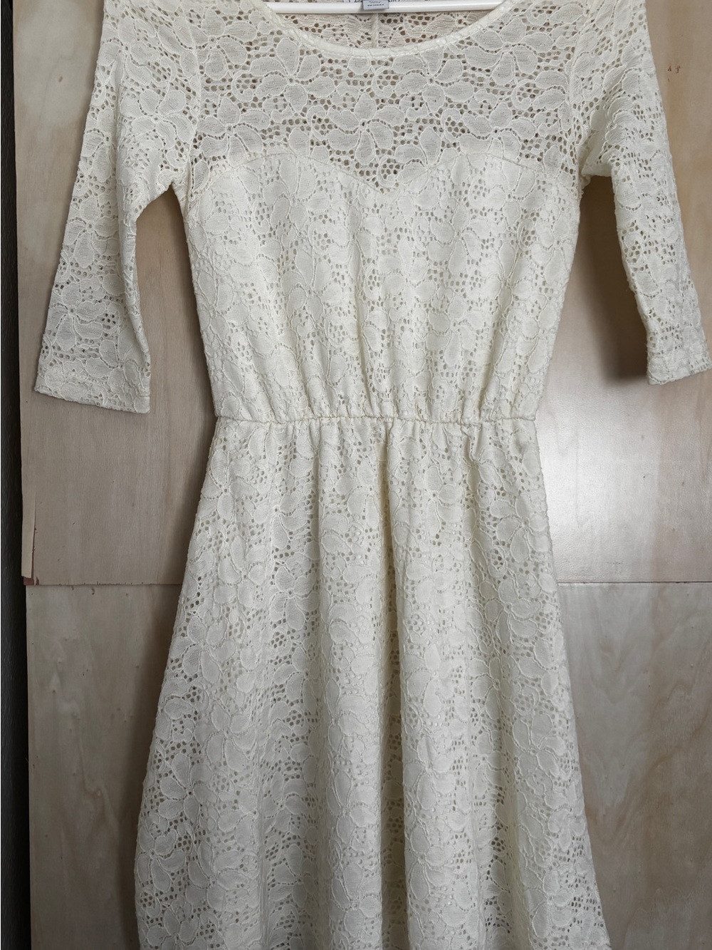 Cream Lace Fit & Flare Dress